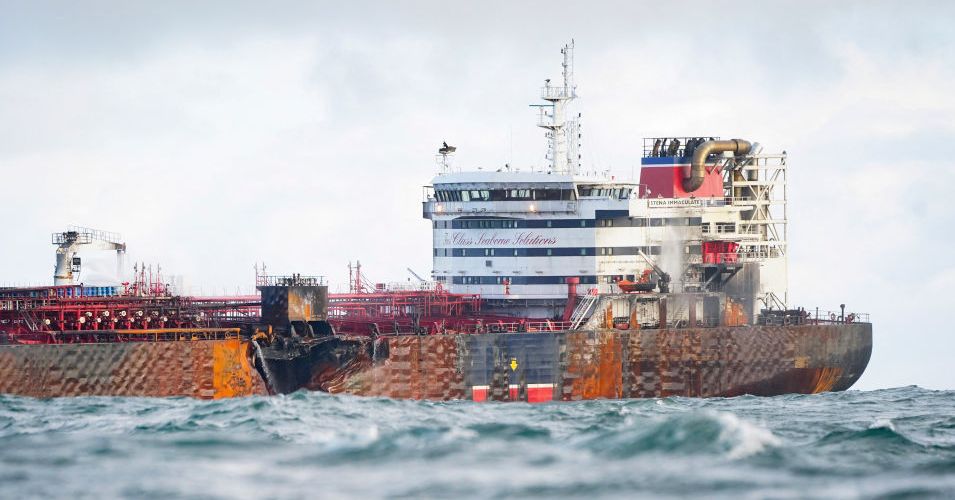 Tanker collision threatens one of the most important British coastline